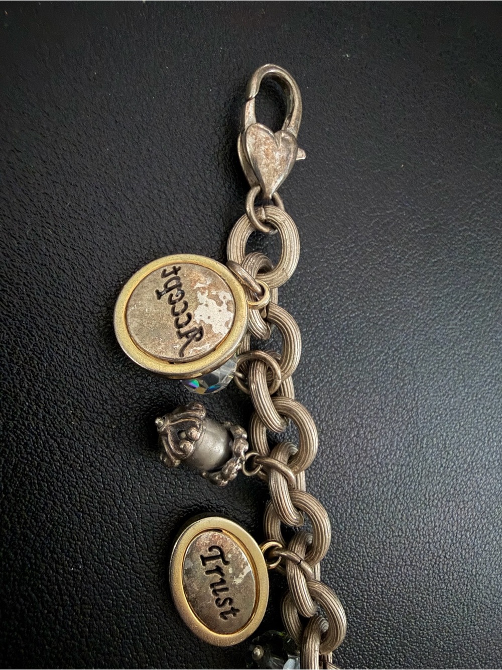 Silver-Tone Charm Bracelet with Pink Ribbon and Heart Charms - Picture 4 of 4